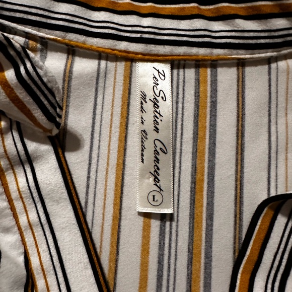 PerSeption Concept Gold and Black Striped Top - Picture 3 of 4